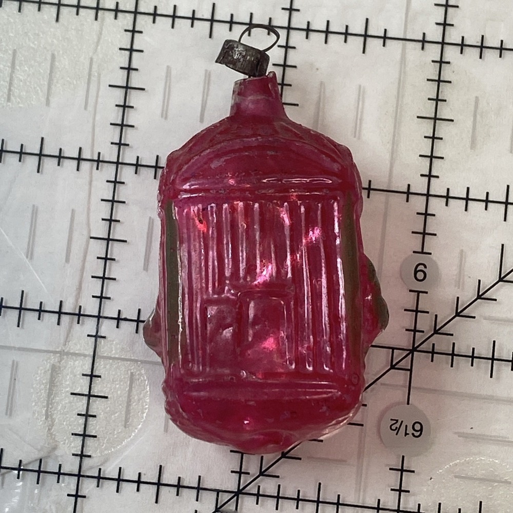 VTG Christmas Pink Bird Cage Glass Ornament Tinsel Filled Germany - Picture 4 of 8